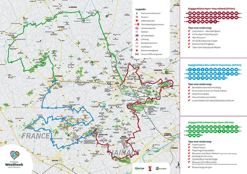 Triootje Westhoek fietsen kaart